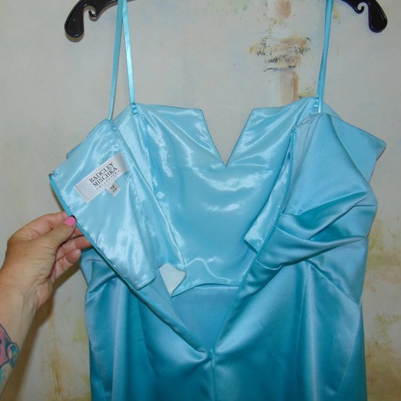 BADGLEY MISCHKA Pleated Baby Blue Cocktail/Special Occasions Dress Strapless 12 - Picture 3 of 9